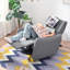 Petit fauteuil inclinable électrique à petit siège près du mur par FlowLuxe, fauteuil en simili cuir gris pour chambre à coucher, appartement, véhicule récréatif