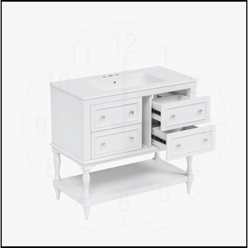 Meuble-lavabo 36 po avec armoire à pharmacie, Blanc