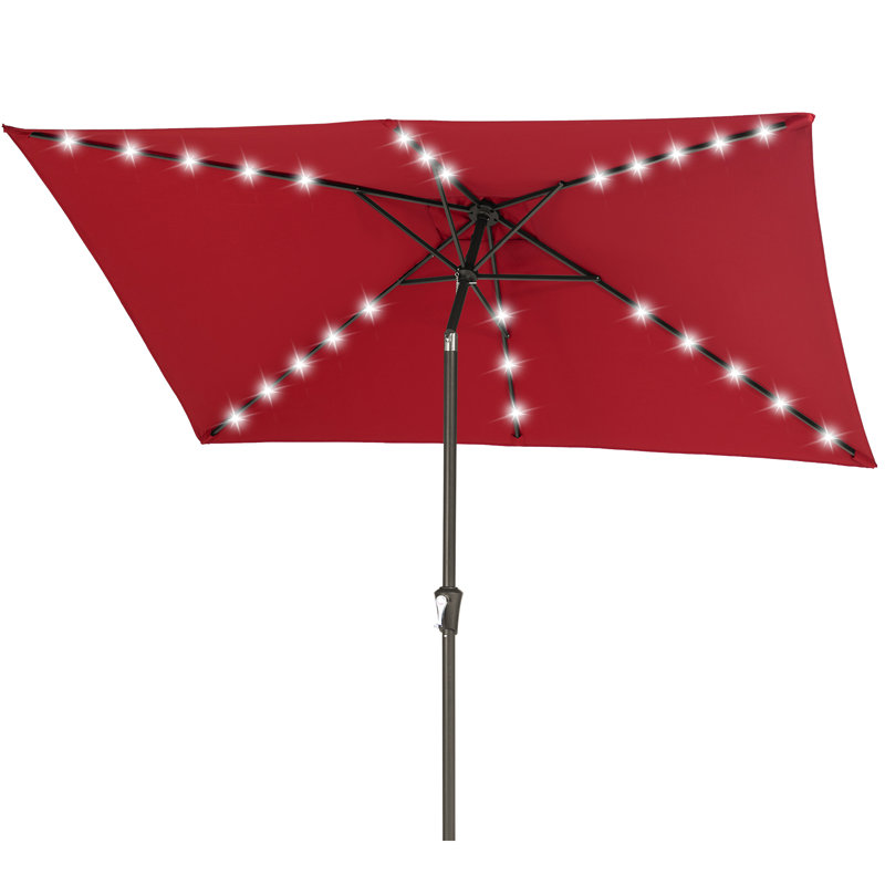 Parasol lumineux de marché rectangulaire d'extérieur 6,5 x 10 pi, Rouge
