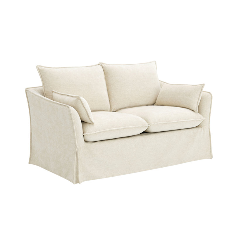 Shane Beige Linen Loveseat W/2 Pillows