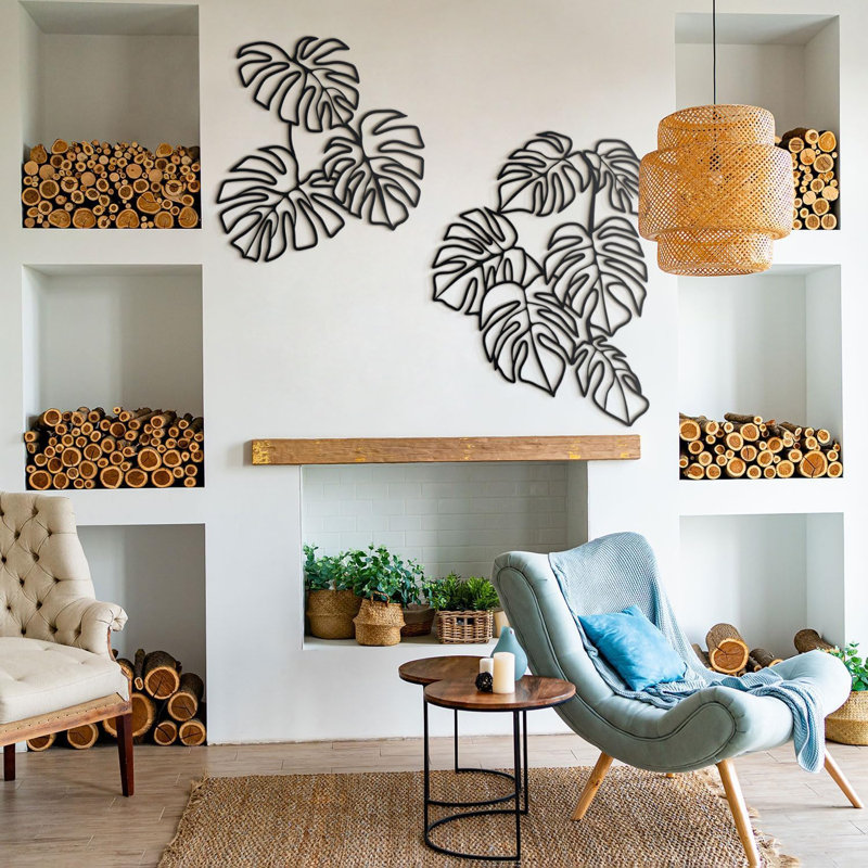 Décoration murale en métal feuille Monstera, décoration de salon de bureau à domicile,
