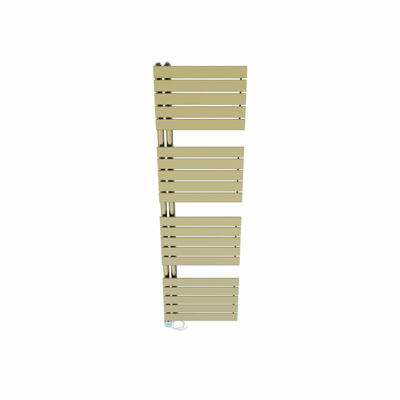 Rinya Designer Towel Rail Heated Towel Rails, Brushed Brass, 180cm H x 50cm W x 6.7cm D
