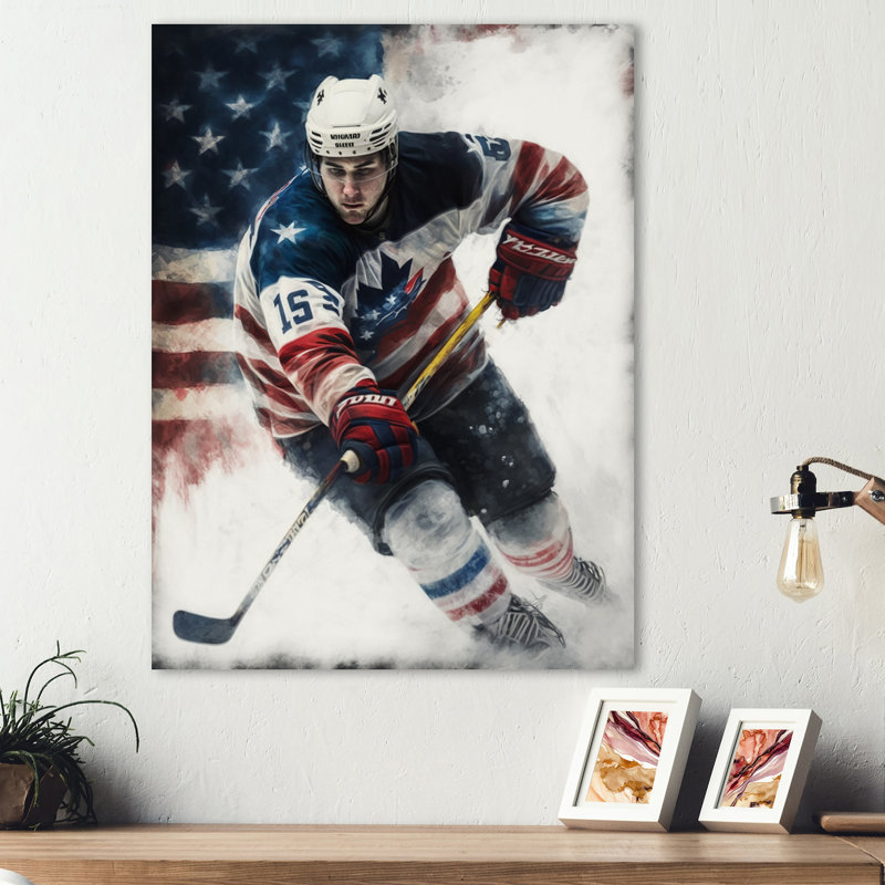 Hockey sur glace II - impression sur toile, H 40 po x l 30 po x P 1,5 po, Toile tendue