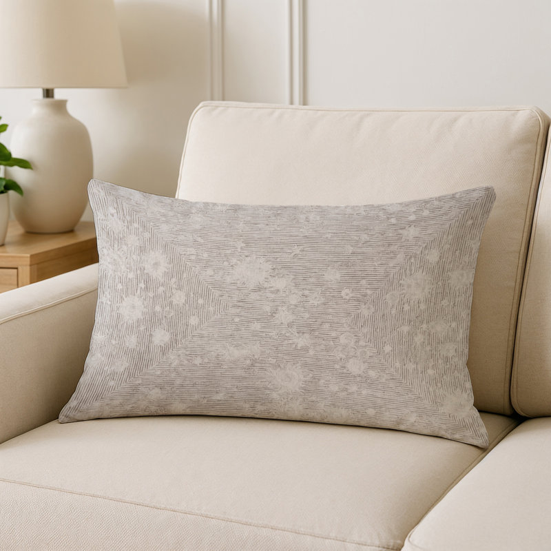 Coussin décoratif intérieur et extérieur Modern, Gris abstrait 66, Rectangle H 18 po x l 25 po