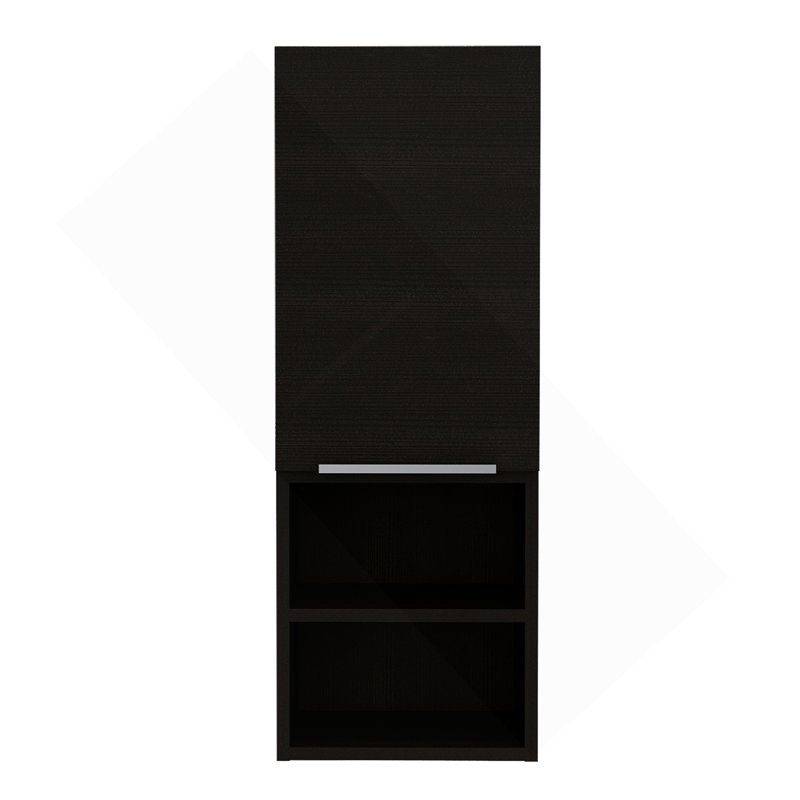 Mila Bathroom Cabinet, Two Interior  Shelves, Two External Shelves, Single Door Cabinet, Black