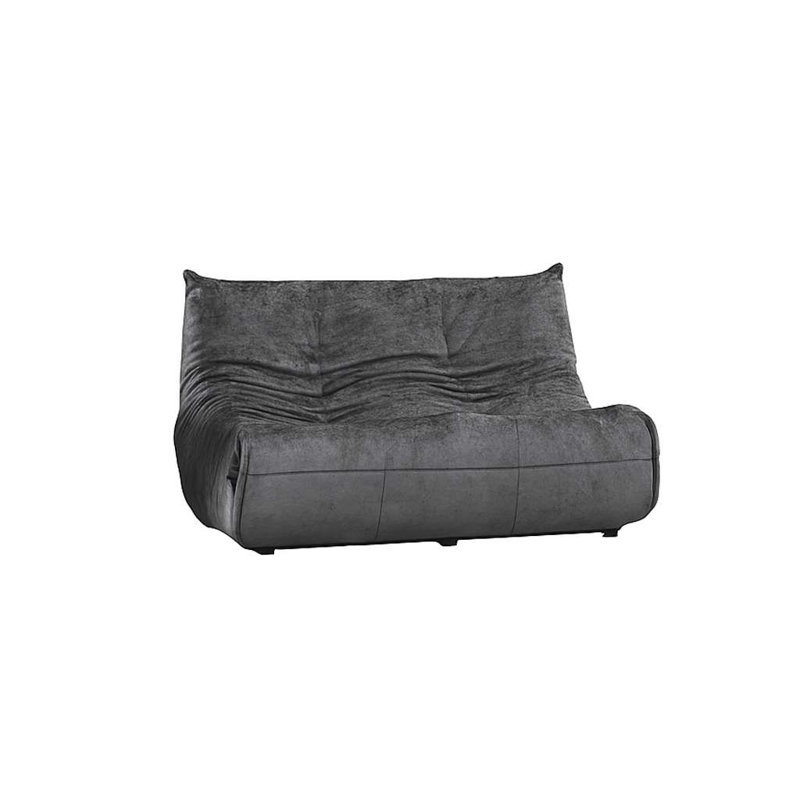 Stylish 2-Seat Sofa, Dark Grey, 57.1 x 39.4 x 31.5 Inches | 100% Polyester Fabric, 28 DNS Foam, All Fixed Foam Structure | No Frame Fountain Support, Durable & Easy to Clean, Modern Design for Living Room & Lounge Spaces