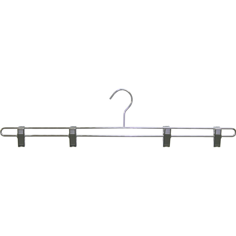 Cintre de fond extra-long en métal avec 4 pinces de coussin réglables pour jupe / pantalon