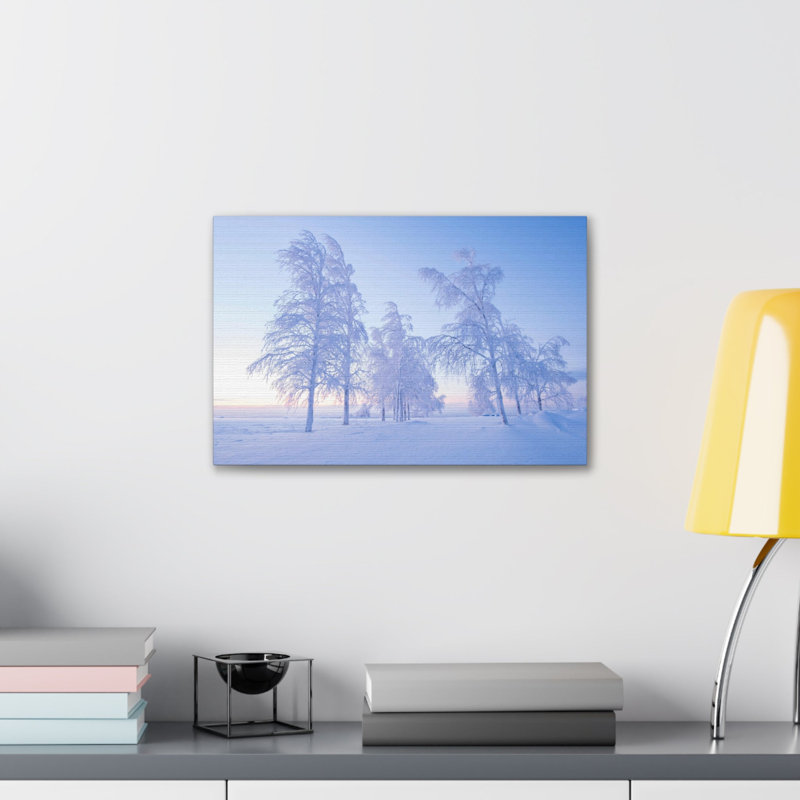 «Frosty Trees At Dawn Beautiful Winter», art mural sur toile, H 12 po x l 18 po