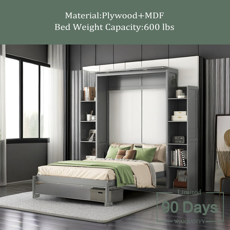 Pyarelal Murphy Storage Bed, Gray