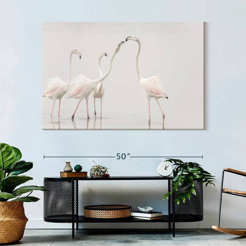 Brampt Pristine White Flamingos, 34" H x 51" W