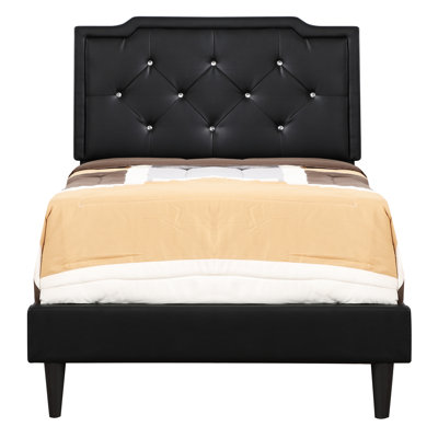 Black Twin Bed For Relaxation And Peaceful Sleep - 81"x42"x47" Simple Setup Pu Foam Construction Chic With Ample Sleeping Area Comfort 42" Deep, 81" Wide, 47" High No Assembly Required