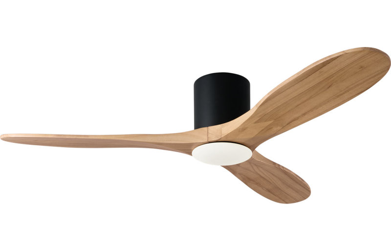 Maverick Smart Hugger LED Ceiling Fan, Matte Black, 52" Wide, Natural Honey