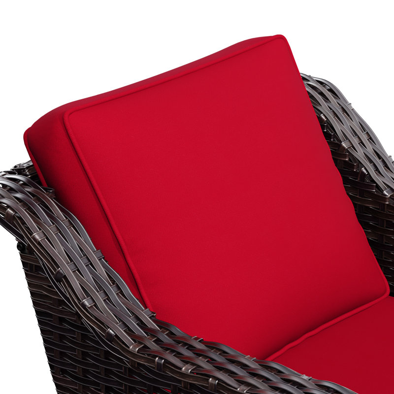 Wicker Outdoor Lounge Chair With Cushions, Red