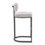 Tabouret de bar à hauteur fixe en métal noir et tissu gris clair - ensemble de 2-266201409-266201410
