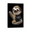 Sloth Eat Noodle Black by Adam Lawless - Print on Canvas-1848234898-1848234899
