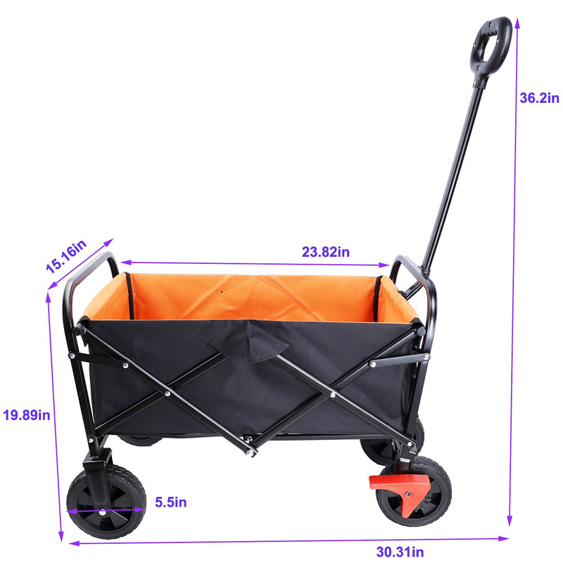 Mini chariot de plage pliable, Noir / Orange