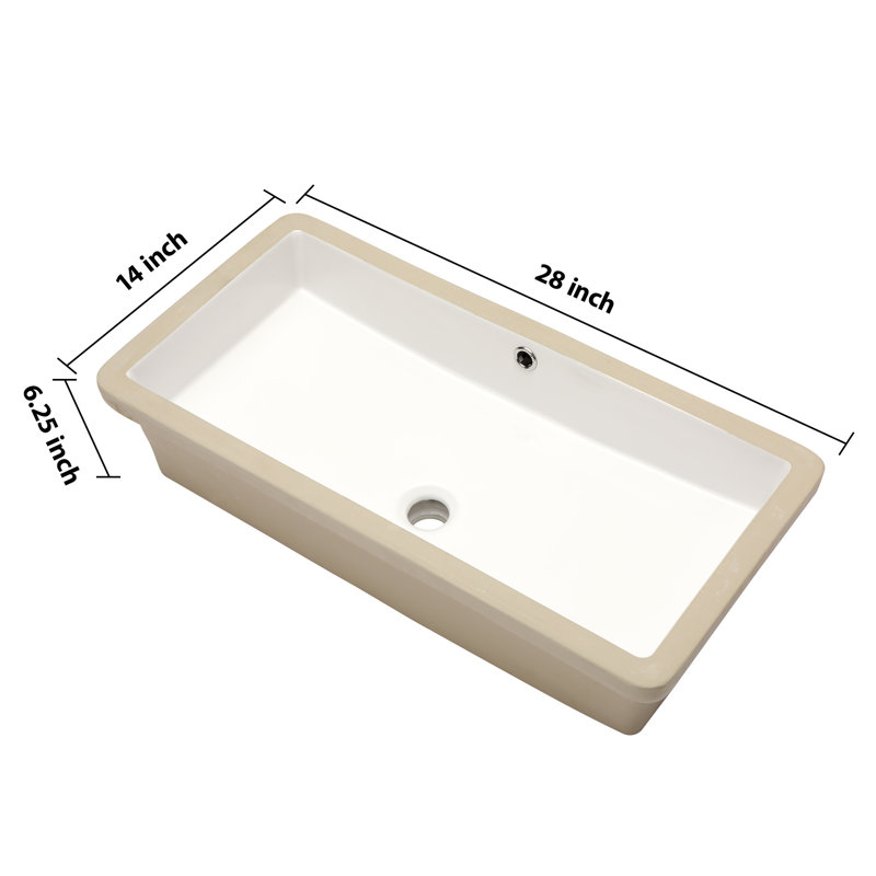 Lavabo de salle de bain rectangulaire en céramique 14 po MONSFEST