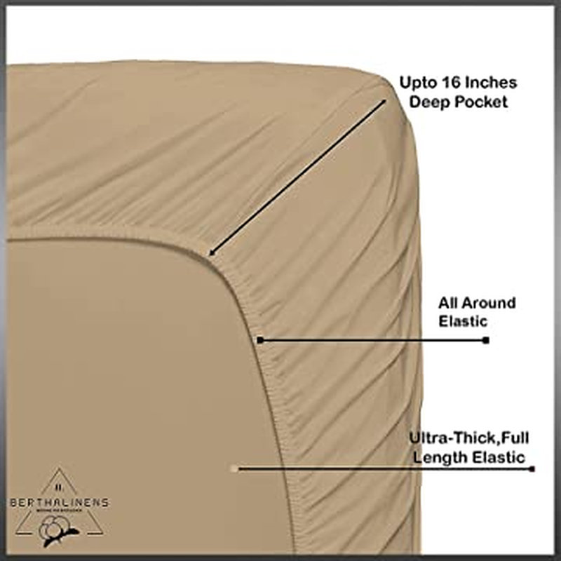 Sateen Fitted Sheet, Beige