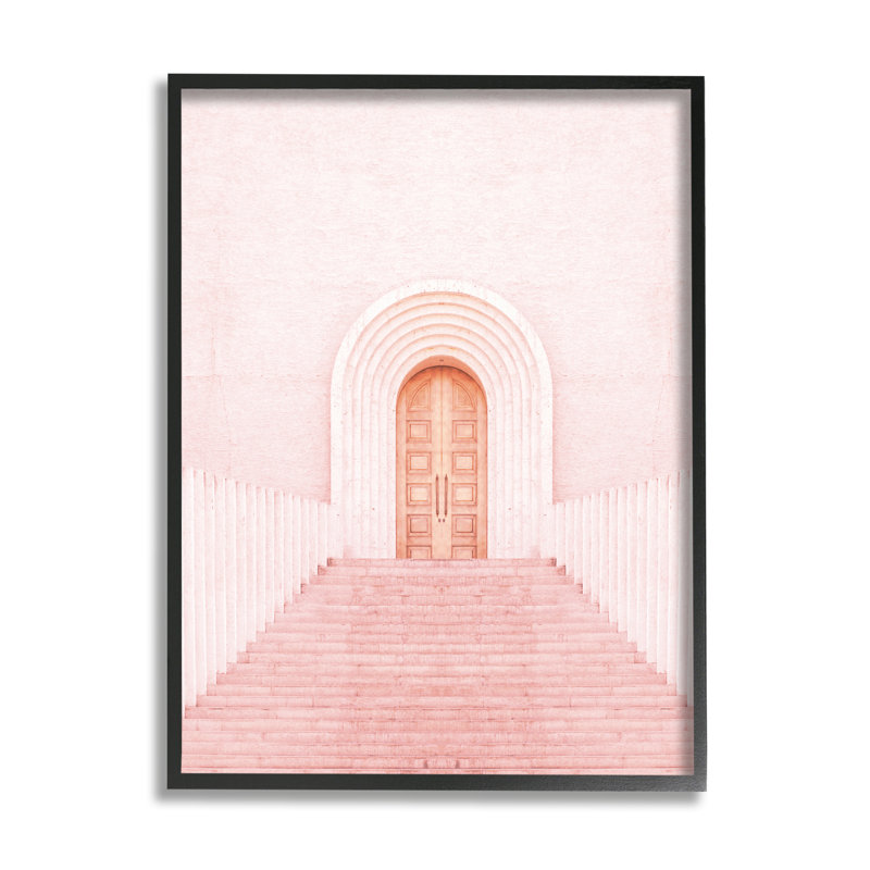 Impression de porte rose encadrée sur bois par Incado, H 30 po x l 24 po x P 1,5 po, Giclée encadrée noir minuit
