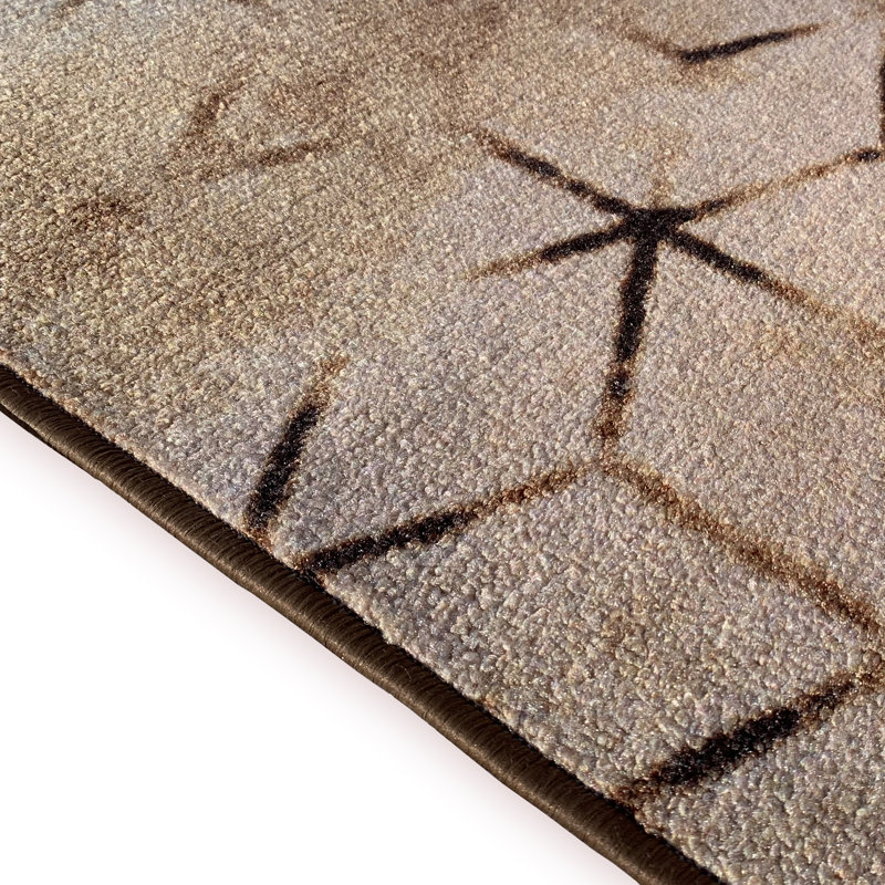 Tapis touffeté à motif géométrique brun Lenita, Rectangle 2 pi 7 po x 2 pi