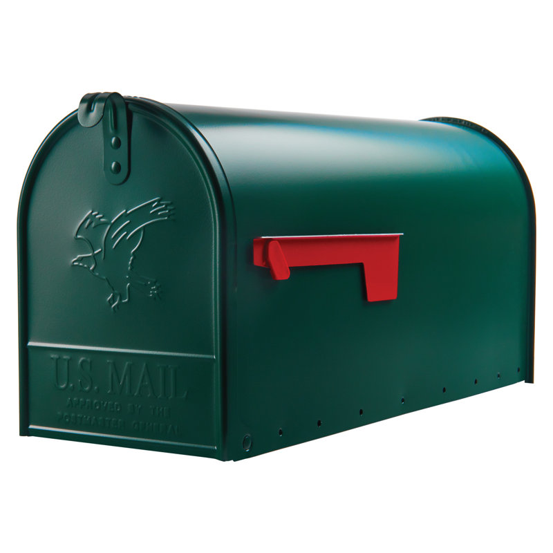 Elite Large Steel Post Mounted Post box, Green