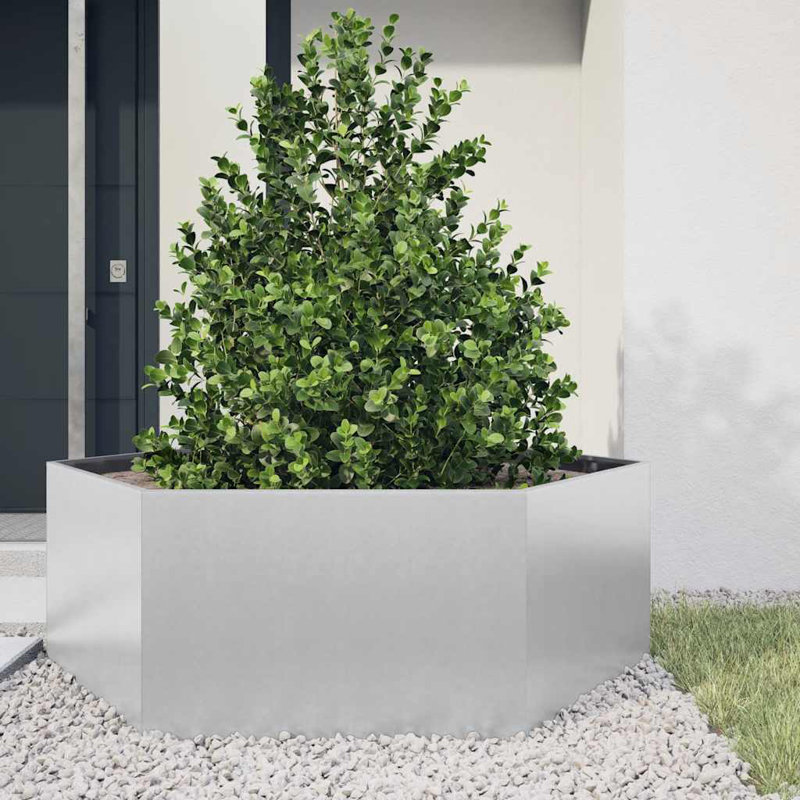 Alivya Metal Elevated Planter, Gray, 17.72" H x 54.33" W x 47.24" D