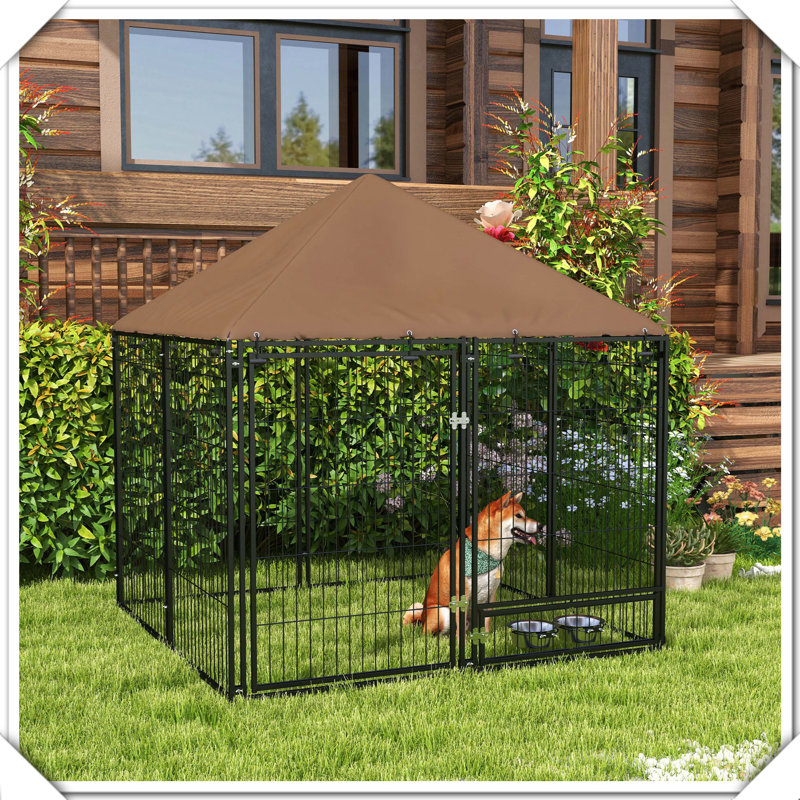 Enclos d'extérieur pour chien avec enclos tournant, Noir