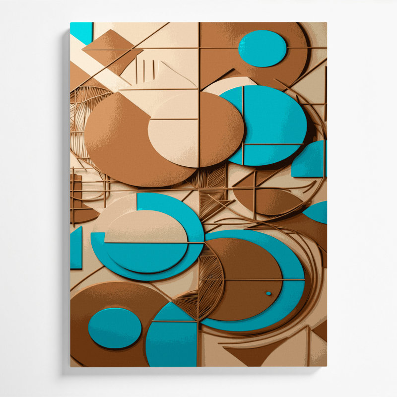 «Abstract Shapes 84», art mural sur toile brune, H 14 po x l 11 po