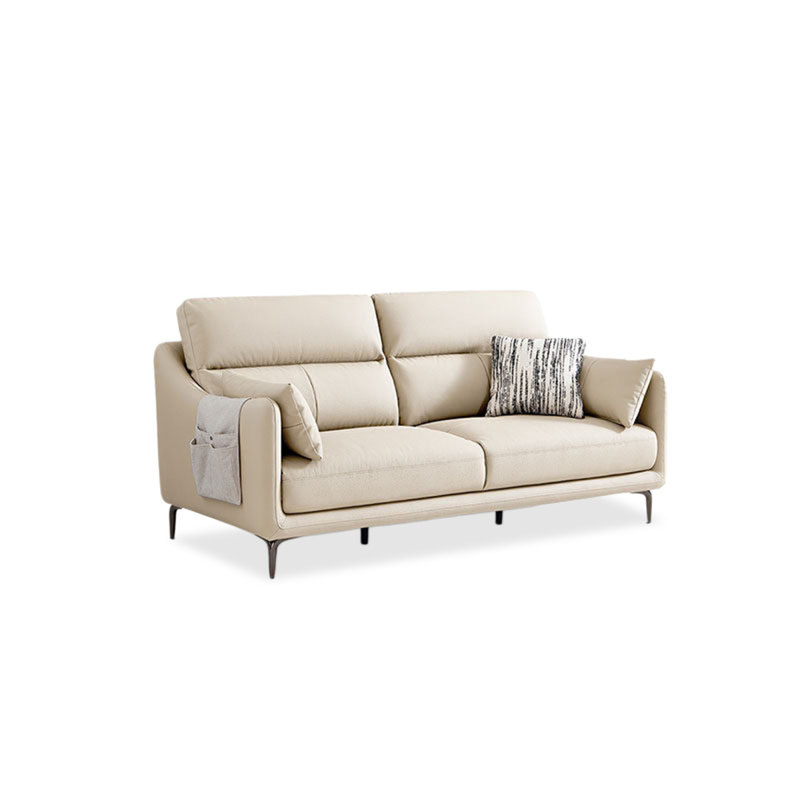 Causeuse-coussin standard en cuir véritable blanc, H 36,61 po x l 75,2 po x P 38,58 po, Blanc