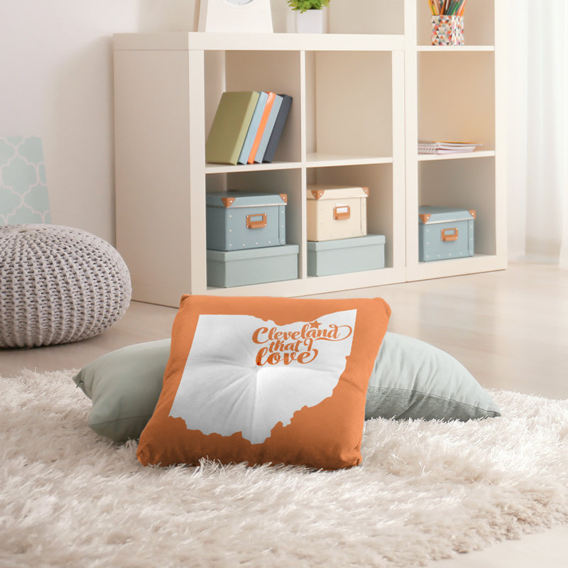 Coussin de plancher touffeté, 30 po x 30 po, Orange, Cleveland
