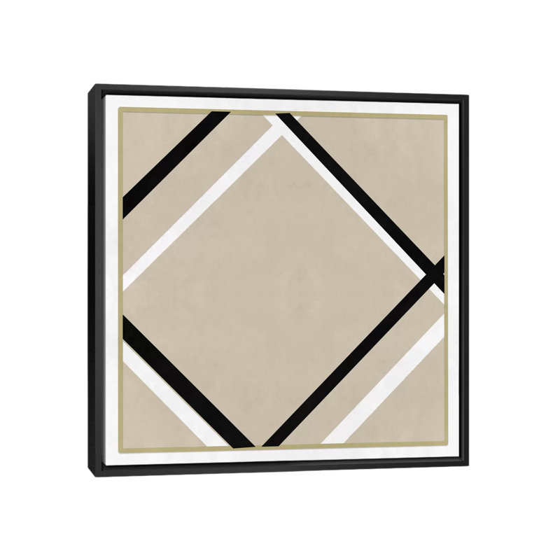 Albree, losange moderne avec quatre lignes, impression sur toile, H 18 po x l 18 po x P 1,5 po, Toile avec cadre noir