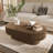 43.7'' W Solid Wood Oval Coffee Table with Fluted Design-114657419