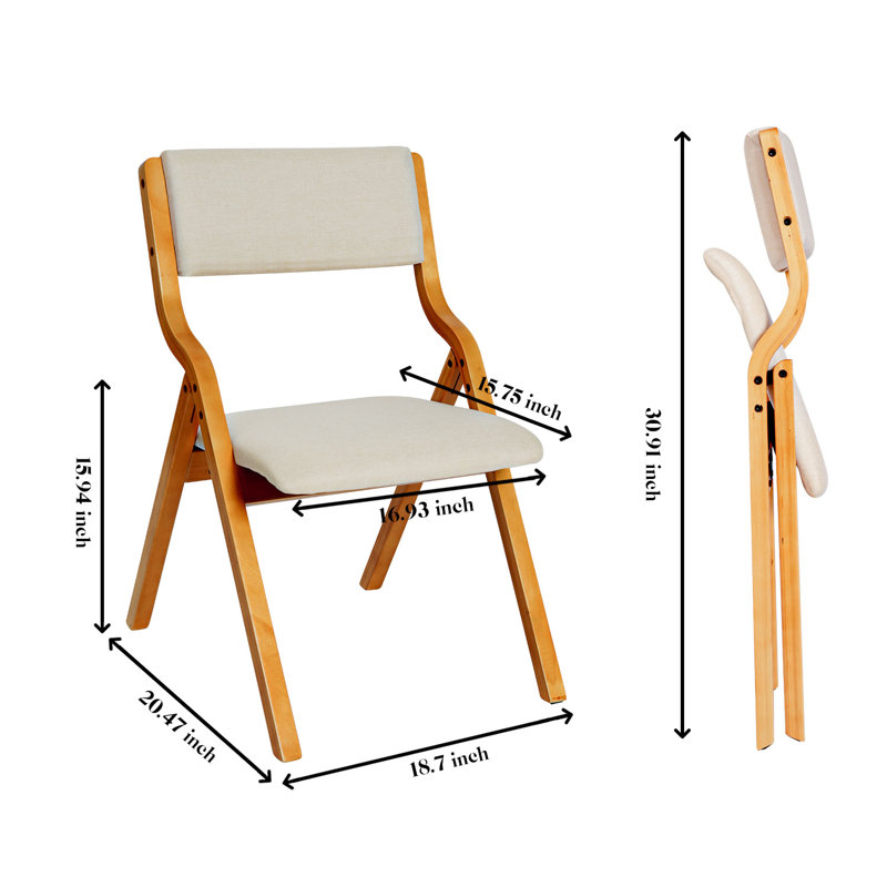 Ensemble de chaises pliantes rembourrées Lark Manor ™ avec structure, chaise empilable et assemblée en tissu, teck + beige