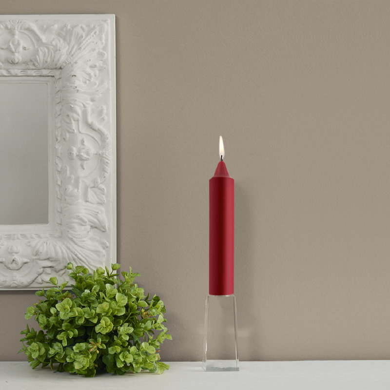 Smooth Collenette Unscented Taper Candle, Garnet, 7" H x 1.25" W x 1.25" D