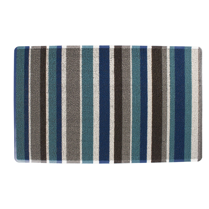 Non-Slip Striped Doormat, Blue