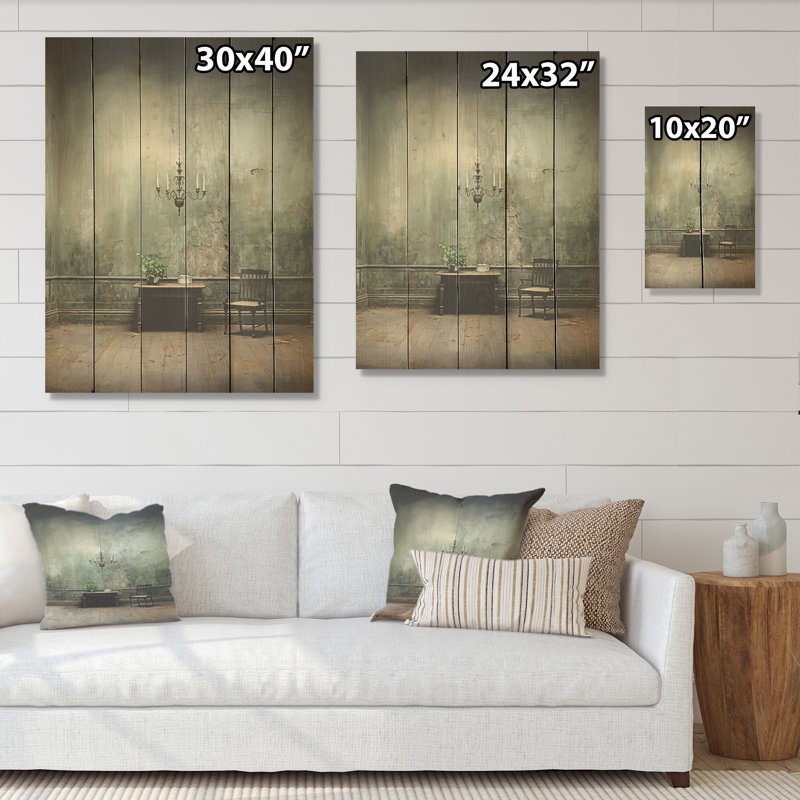 Beige et vert, minimalisme, espace vide, étreinte - Minimalisme, art mural sur bois de pin naturel, H 32 po x l 24 po