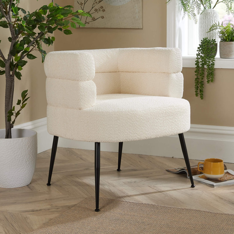 Chamelle Wide Upholstered Barrel Chair, Cream