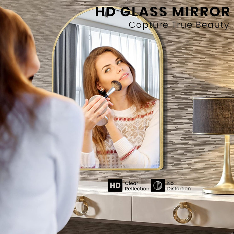 Kolodny Aluminium Arch Wall Mirror, 24" x 36", Gold