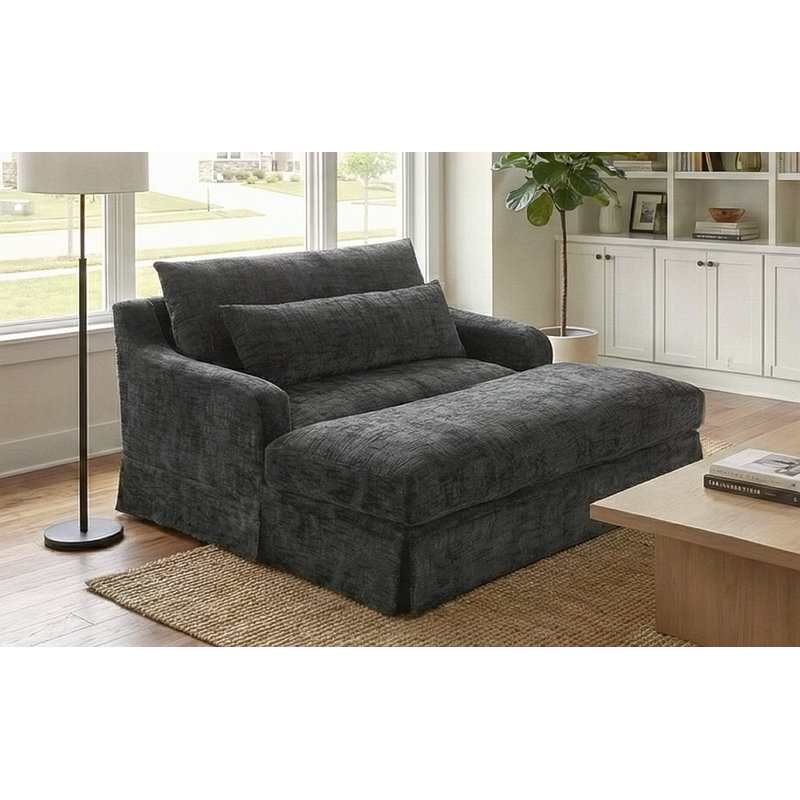 Chenille Sofa Bed, 59.5-Inch Sofa Cama, Sleeper Sofa, Loveseat Sofa, Casual Sofa With Textured Surface And Two Cushions, Suitable For Living Room