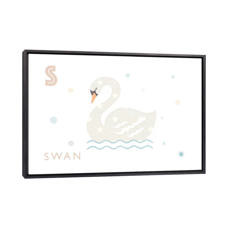 Cygne - imprimé, H 40 po x l 60 po x 1,5 po, Toile avec cadre noir patiné, Pas de tapis