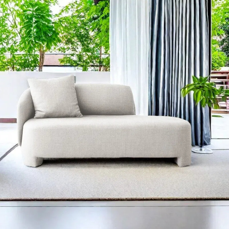 Chaise longue rembourrée Fashion, Accoudoir à gauche (vu de face), Mélange de polyester blanc cassé