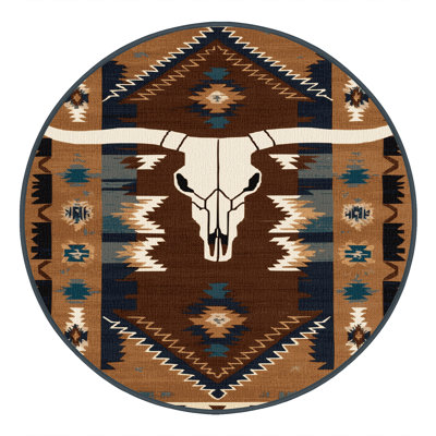 Washable Longhorn Cow Southwestern Area Rug