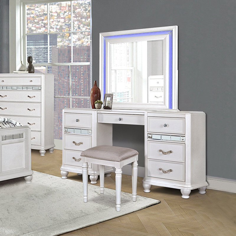 Manufactured Wood Accent Stool, White