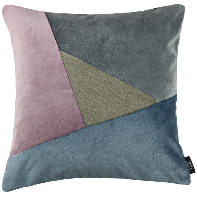 Epicurus Patchwork Square Cushion, 43 x 43cm, Petrol Blue/Heather