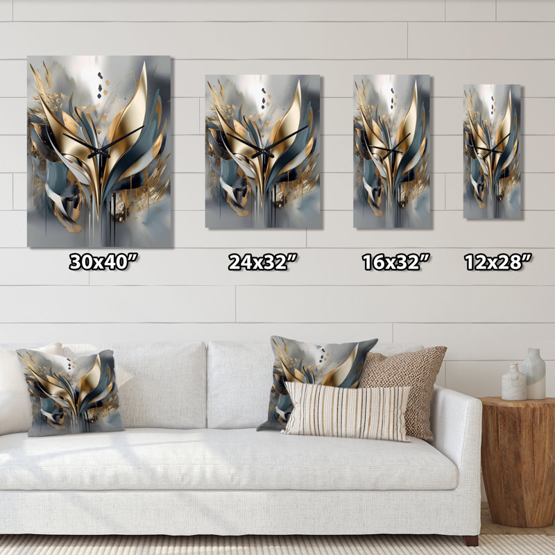 Abstract Shapes And Lines IV - Abstract Marble Wall Clock, 32" H x 24" W x 1" D