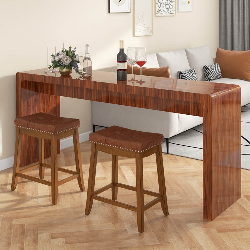 Tabourets de bar avec siège en cuir de polyuréthane et repose-pieds, Tabouret de comptoir (siège d'une hauteur de 25 p, 2