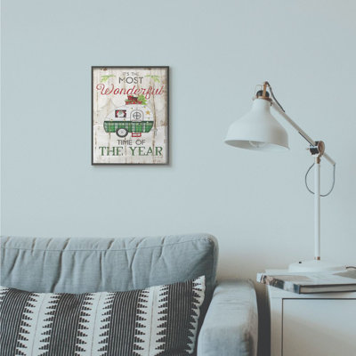 «Most Wonderful Time Green Plaid Camper», reproduction d'art textuel