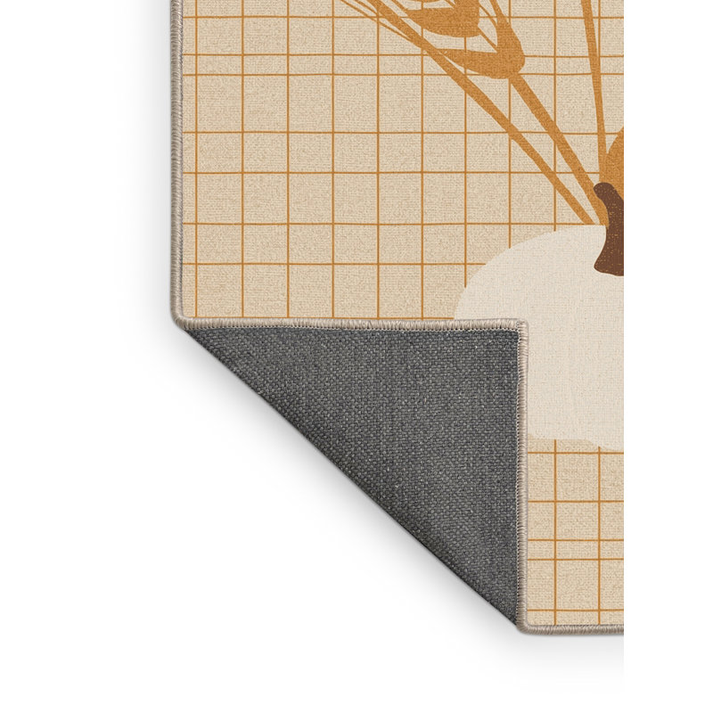 Soft Plush Fannin Thanksgiving Modern & Contemporary Abstract Area Rug in Beige – Beige Binding, 7x10