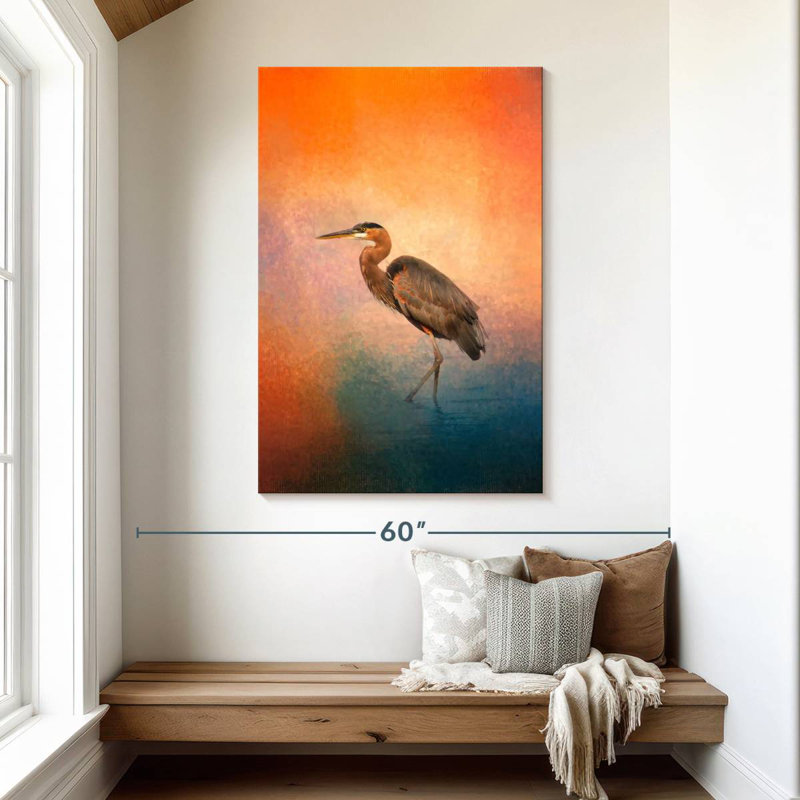 Brampt Sunset Heron, 48" H x 32" W