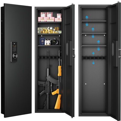 53" Hidden Wall Safe With Touch Screen - Theft, Pry, Adjustable Storage For & Valuables   In Dual Alarm Screen, Firearms